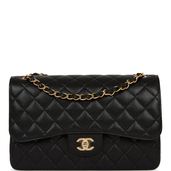 Chanel Black Chevron Quilted Caviar Leather Jumbo Classic Double Flap Bag  Chanel | The Luxury Closet