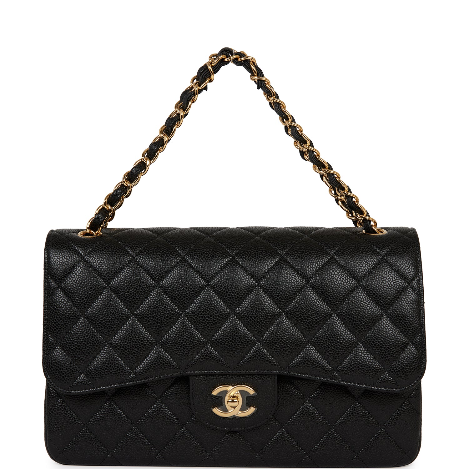 Chanel Jumbo Classic Double Flap Bag Black Caviar Gold Hardware