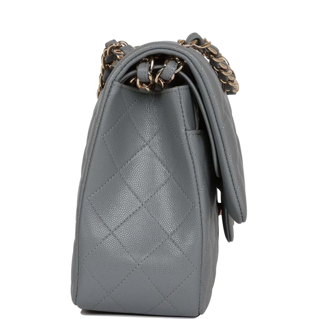 Chanel Jumbo Classic Double Flap Bag Grey Caviar Light Gold