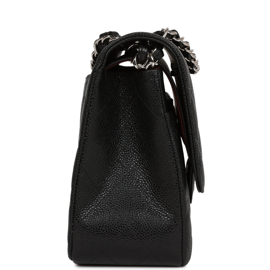 chanel classic caviar flap bag black silver hardware