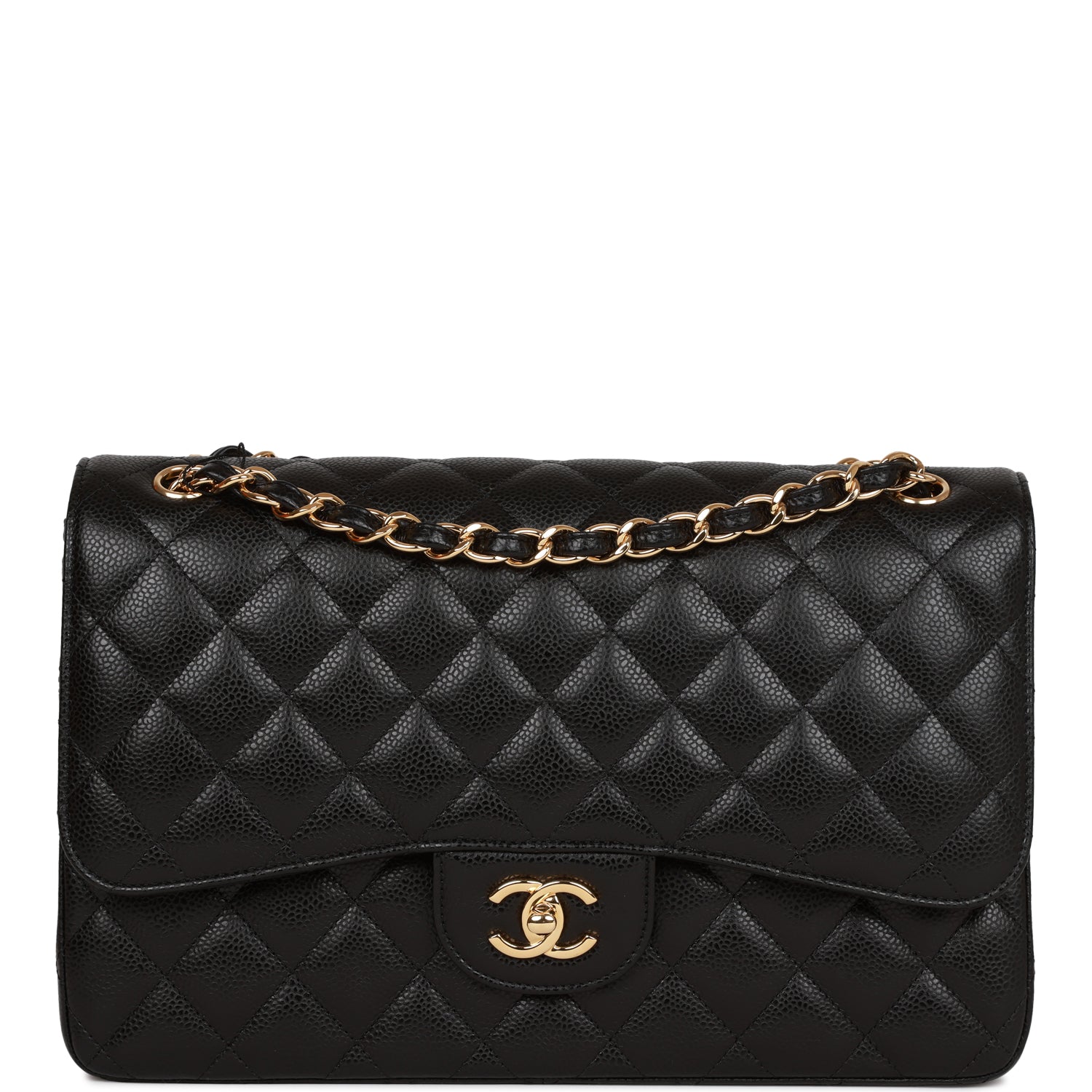 Chanel Black Quilted Caviar Jumbo Classic Double Flap Bag – Madison ...