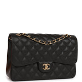 Chanel Jumbo Classic Double Flap Bag Black Caviar Gold Hardware