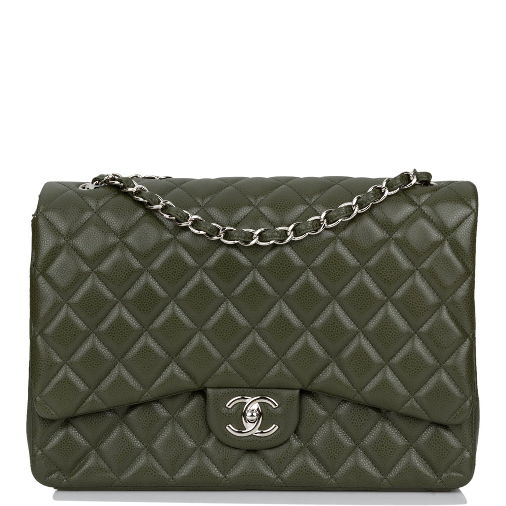 Chanel Dark Green Alligator Medium Classic Double Flap Bag