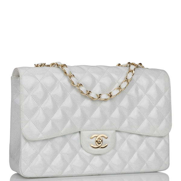 Pre-owned Chanel Jumbo Classic Single Flap Bag White Glitter Patent Gold  Hardware – Madison Avenue Couture