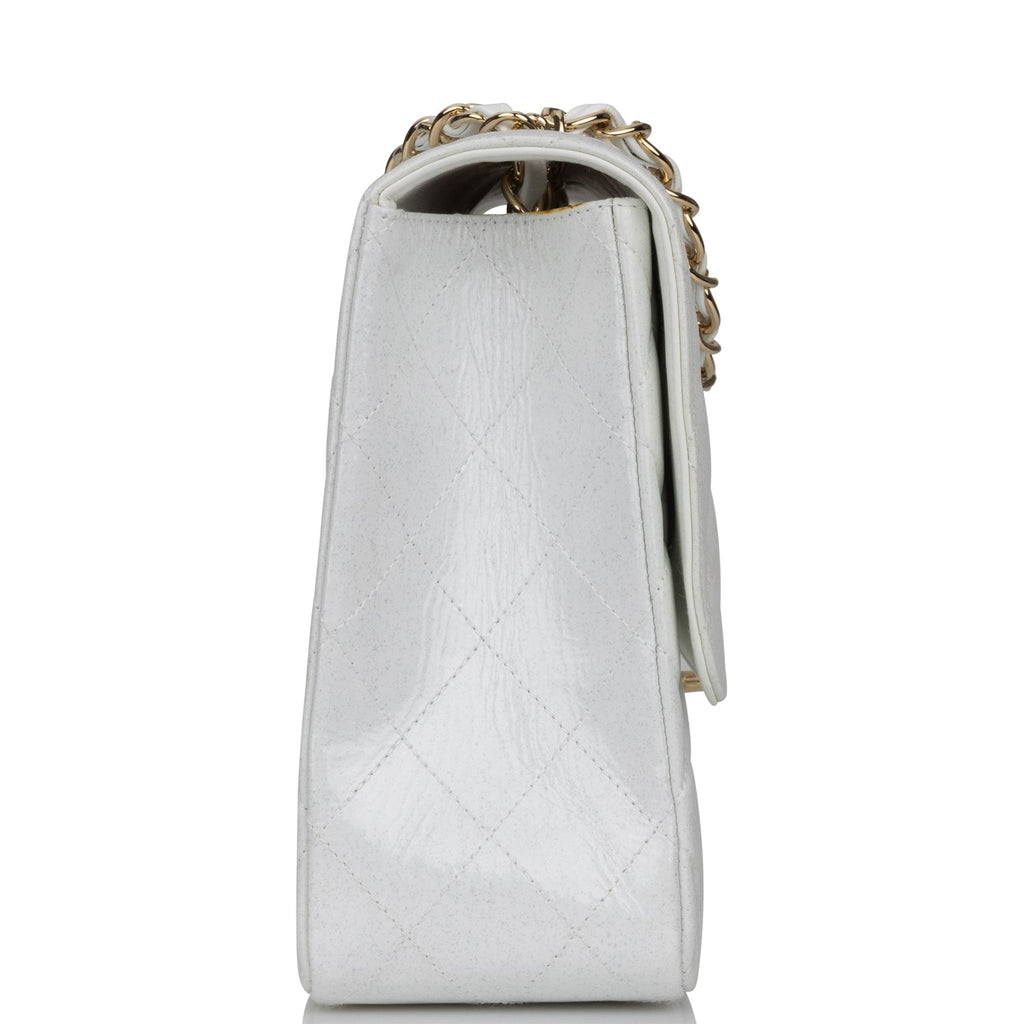 Chanel White Leather Jumbo Classic Single Flap Bag at 1stDibs