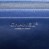 Pre-owned Chanel Maxi Classic Single Flap Bag Dark Blue Patent Silver Hardware