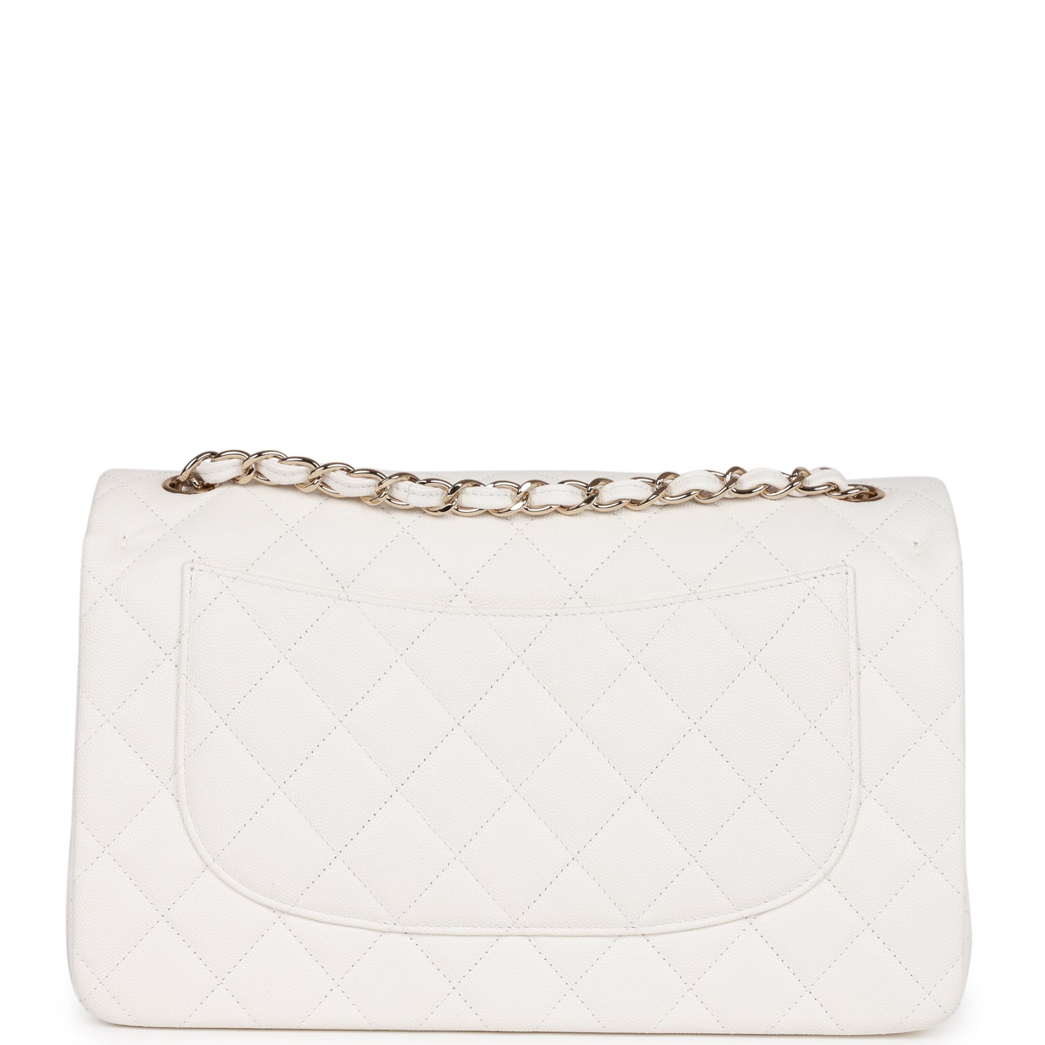 Chanel Jumbo Classic Double Flap Bag White Caviar Gold Hardware ...