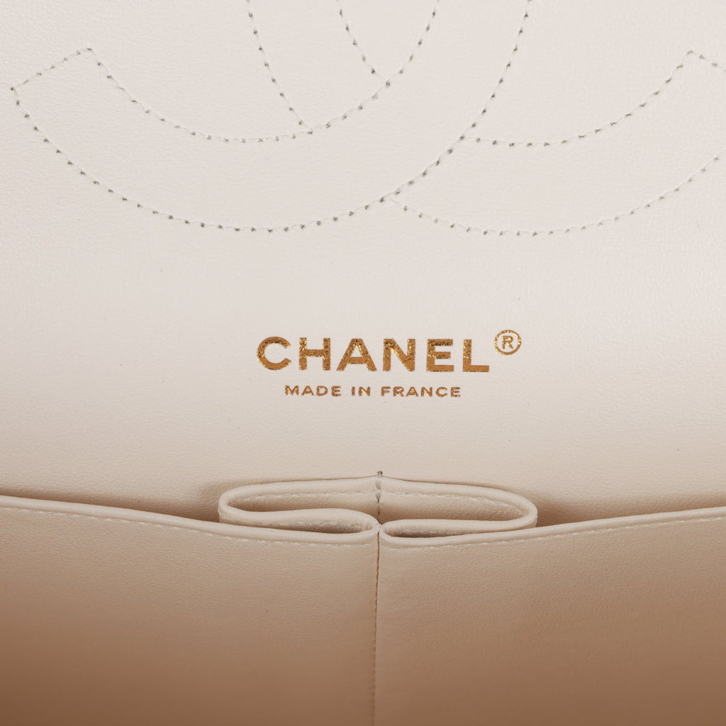 Chanel Jumbo Classic Double Flap Bag White Caviar Gold Hardware