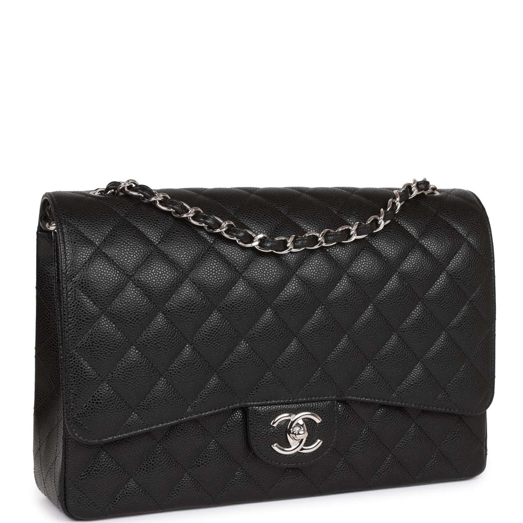 Sobriquette ophobe saltet Chanel Maxi Classic Double Flap Bag Black Quilted Caviar Silver Hardwa –  Madison Avenue Couture