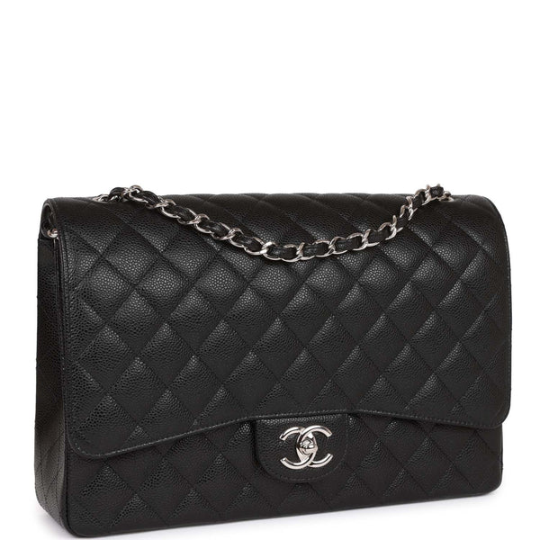 Chanel White Quilted Caviar Leather Maxi Classic Double Flap 2CK0215