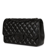 Pre-Owned Chanel Jumbo Classic Double Flap Bag SO Black Lambskin Black Hardware