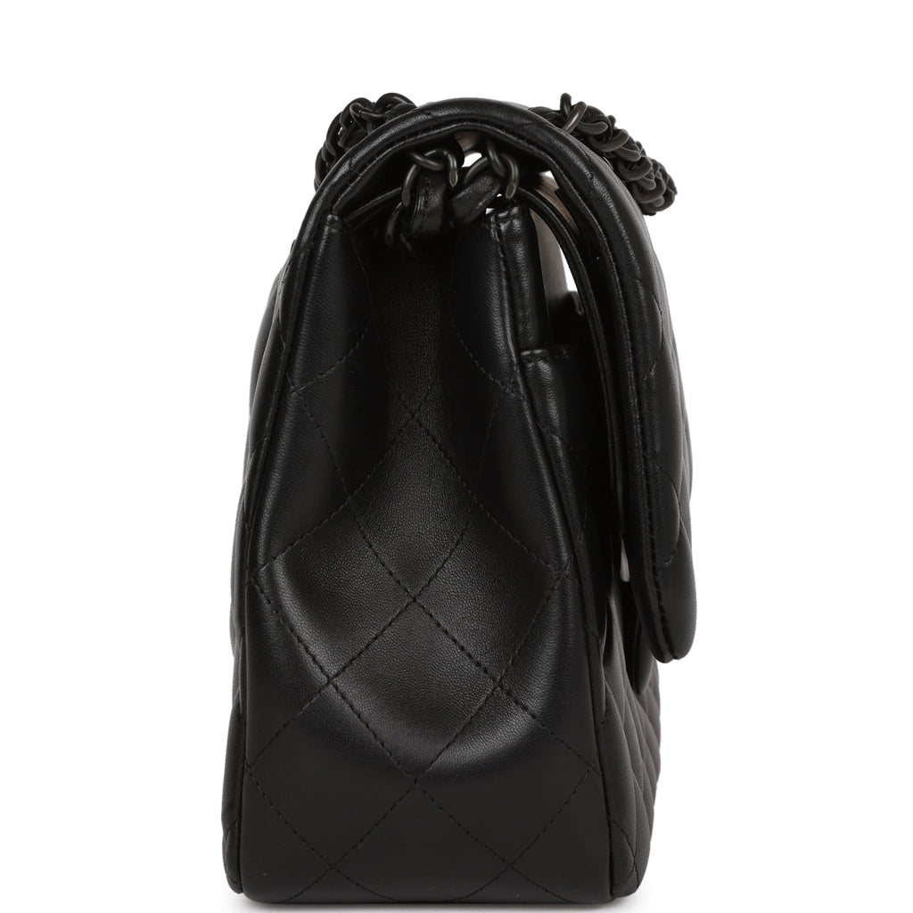 Pre-Owned Chanel Jumbo Classic Double Flap Bag SO Black Lambskin Black Hardware