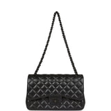 Pre-Owned Chanel Jumbo Classic Double Flap Bag SO Black Lambskin Black Hardware