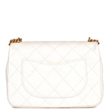 Chanel Large Single Flap White Caviar Leather Antique Gold Hardware