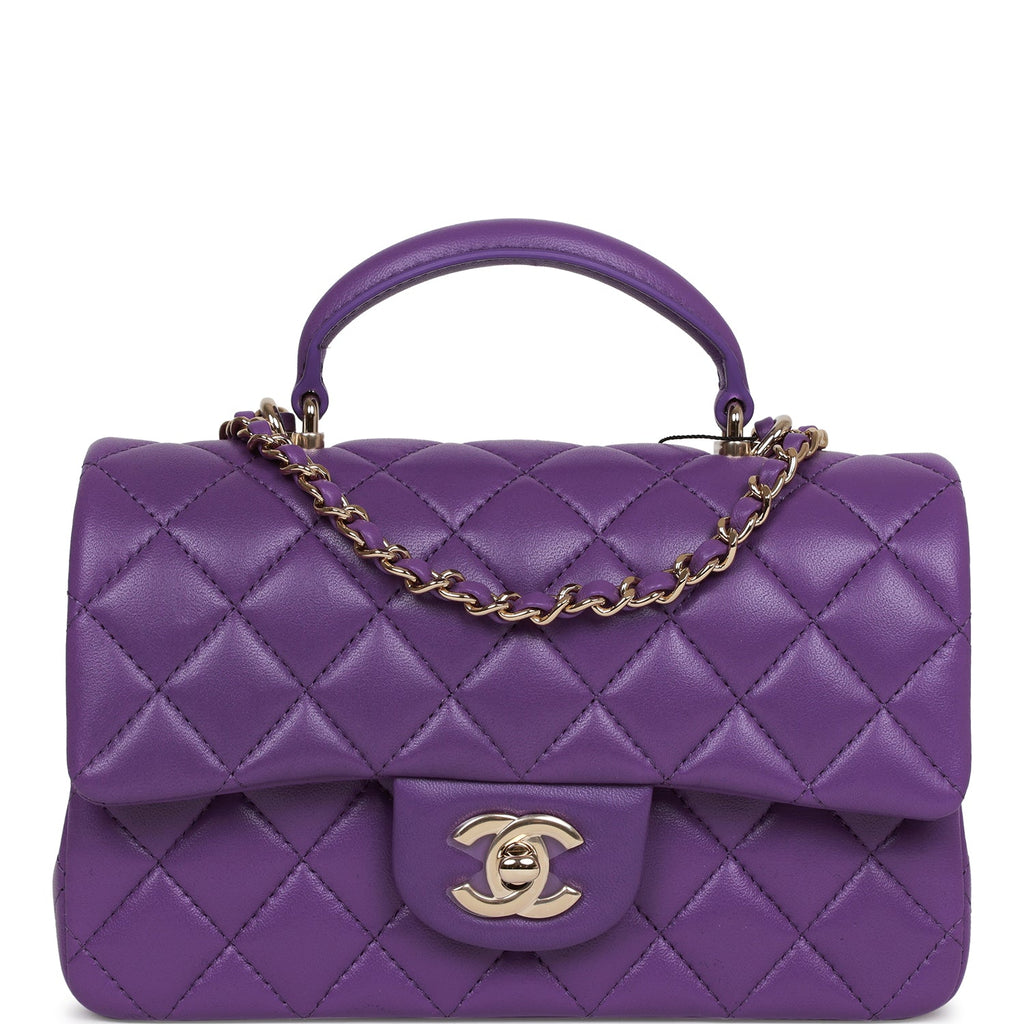 Chanel Purple Quilted Lambskin Rectangular Mini Flap Bag Top Handle Light  Gold Hardware – Madison Avenue Couture