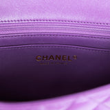 CHANEL Perforated Lambskin Quilted Mini Rectangular Flap Light Blue Light  Purple White 1296504