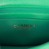 Chanel Mini Rectangular Flap with Top Handle Green Lambskin Light Gold Hardware