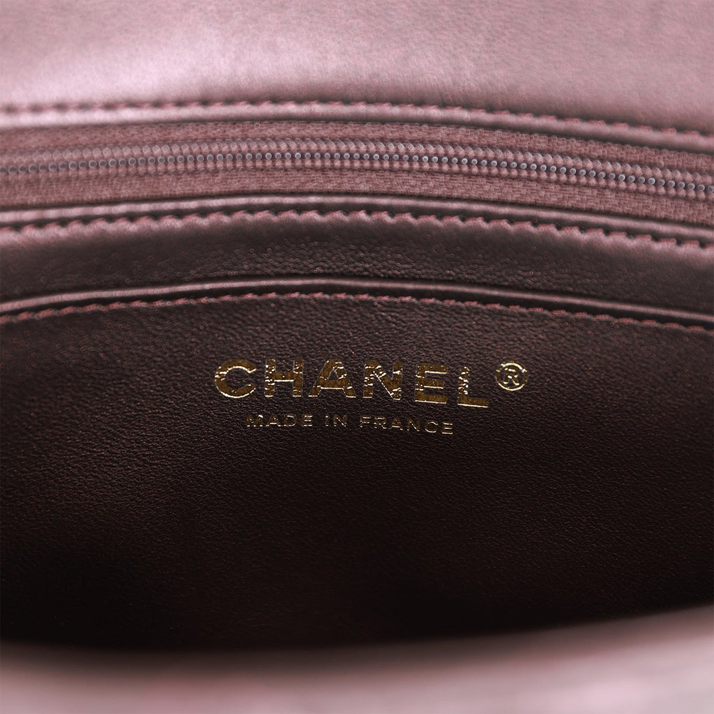 Mini flap bag, Lambskin & gold-tone metal, burgundy — Fashion | CHANEL