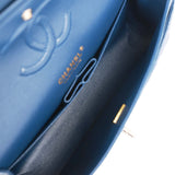 Chanel Medium Classic Double Flap Bag Blue Caviar Light Gold Hardware