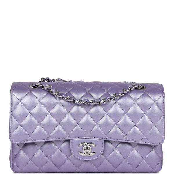 Pre-owned Chanel Metallic Purple Quilted Lambskin Classic Double Flap Medium