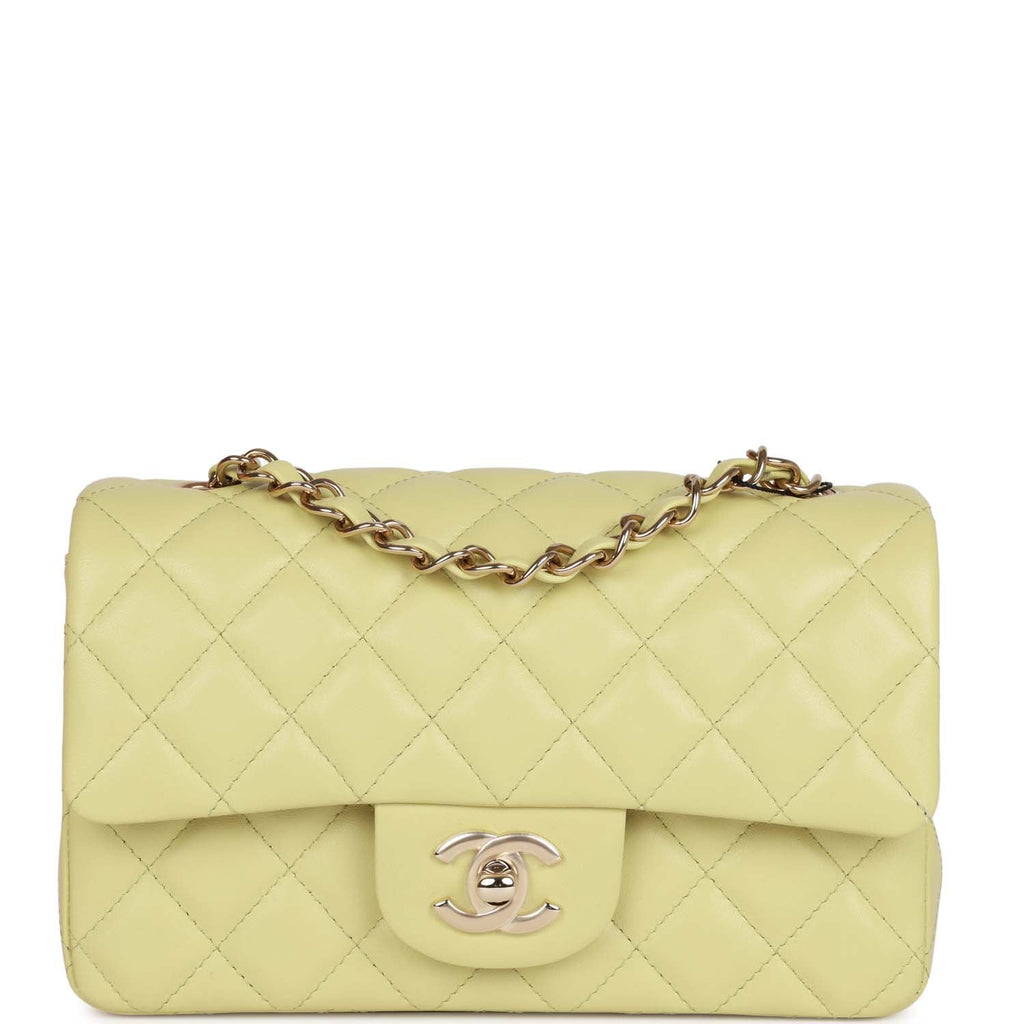Chanel Lambskin Quilted Mini Square Flap Light Yellow