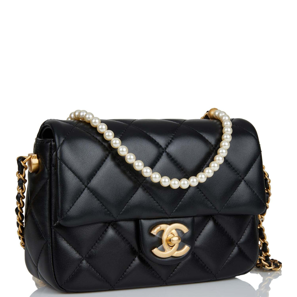 Chanel Mini My Perfect Flap Bag Black Lambskin Antique Gold