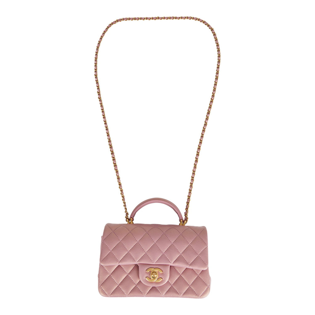 Chanel Metallic Pink Iridescent Mini Top Handle Classic Flap GHW 1CK04 –  Bagriculture