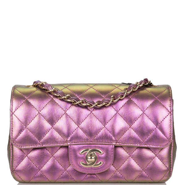 Chanel Purple Iridescent Lambskin Rectangular Mini Classic Flap Bag Light Gold  Hardware – Madison Avenue Couture