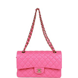 Chanel Medium Classic Double Flap Bag Hot Pink Caviar Gold Hardware