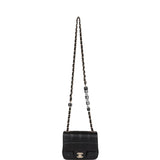 Chanel Monaco Mini Square Flap Bag Black Lambskin Light Gold Hardware