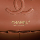 Chanel Small Classic Double Flap Bag Caramel Brown Lambskin Light Gold Hardware