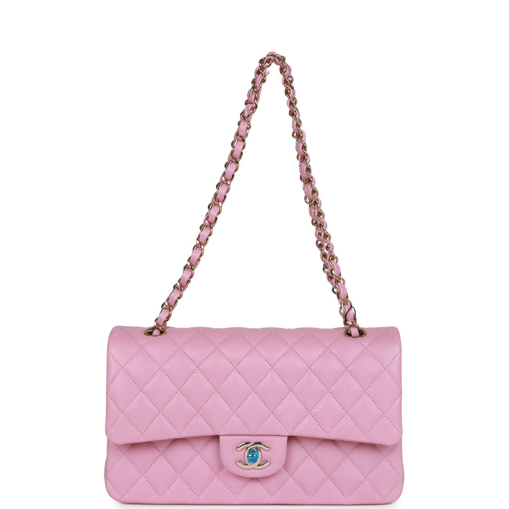 Chanel Classic Small Flap 21C Rose Clair Quilted Caviar with light gold  hardware
