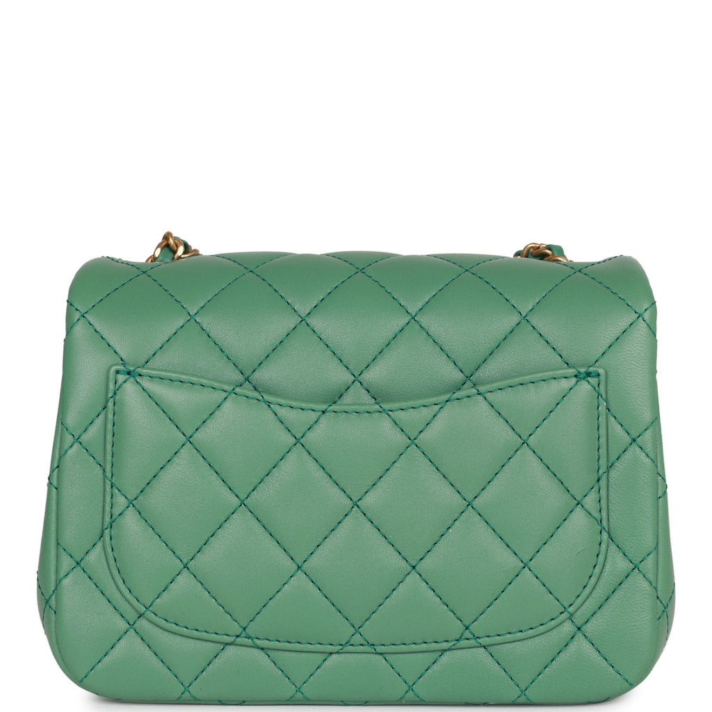 Chanel Dark Green Pearl Crush Square Mini Flap Antique Gold Hardware –  Madison Avenue Couture