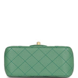 Chanel Pearl Crush Mini Square Flap Bag Dark Green Lambskin Antique Gold Hardware