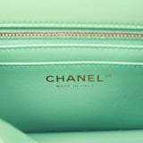 Chanel Pearl Crush Mini Square Flap Bag Dark Green Lambskin Antique Gold Hardware