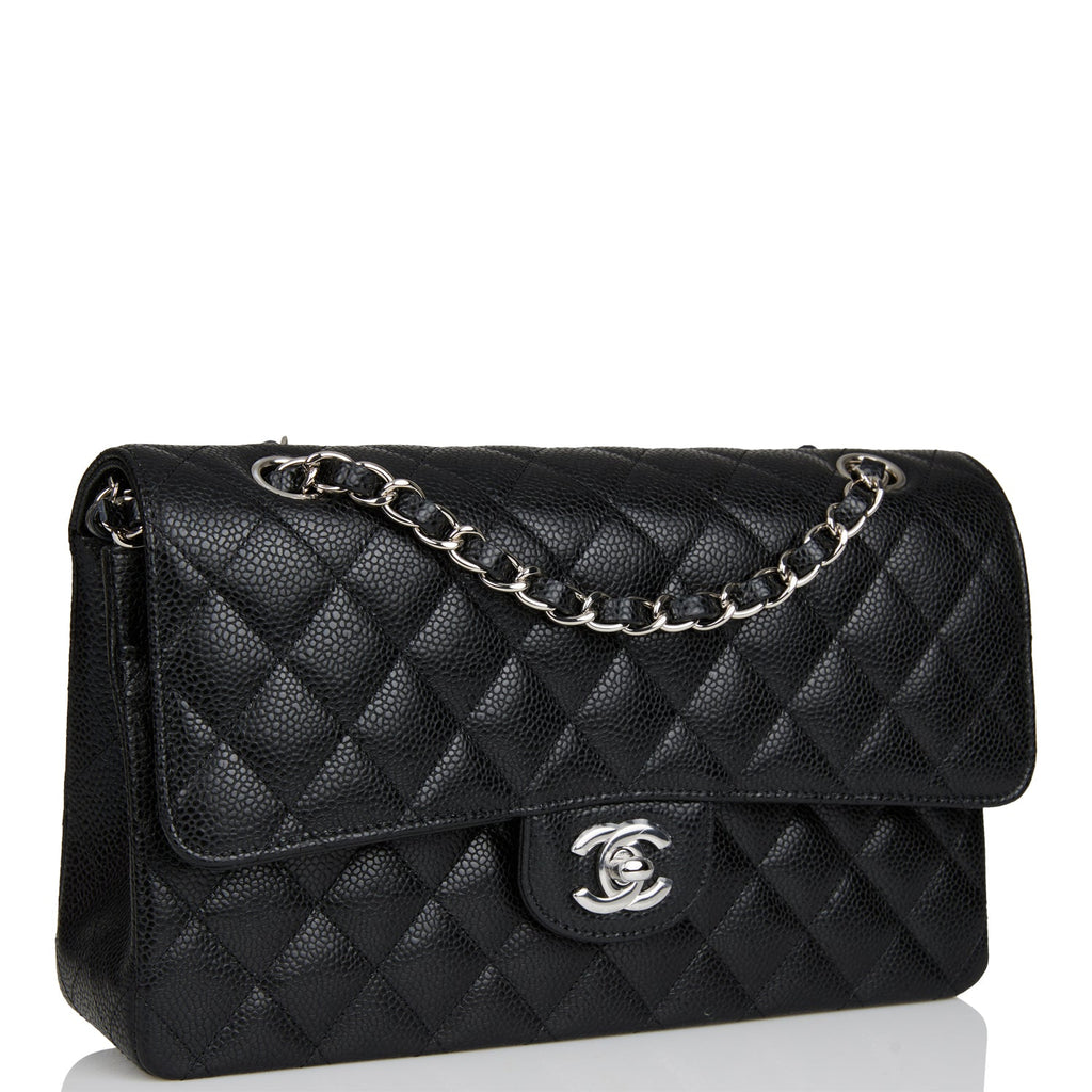 Handbags Chanel Chanel Medium Lined Flap in Caviar Leather, Silver Tone Hardware, New
