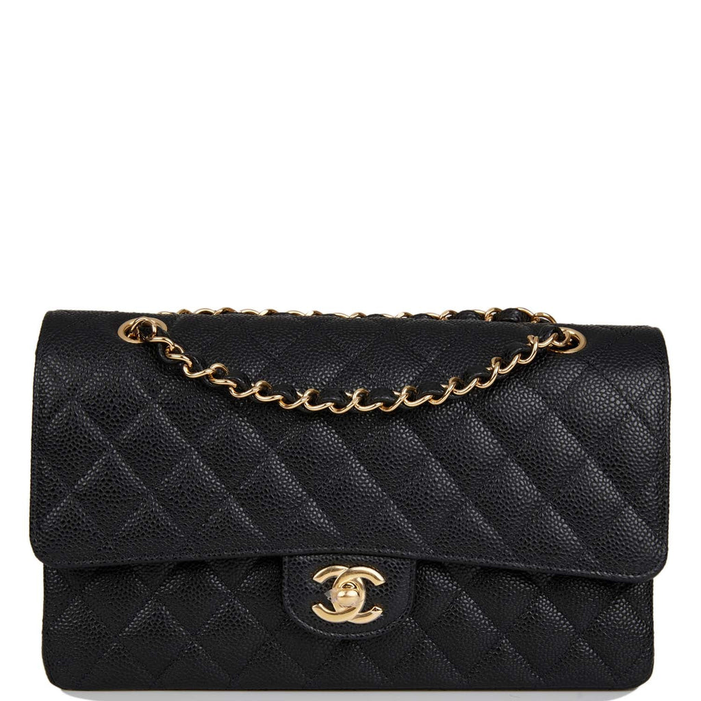 Chanel Black Quilted Caviar Medium Classic Double Flap Gold Hardware, 2022 (Very Good), Womens Handbag