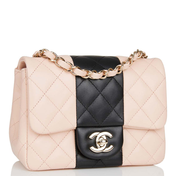 Chanel Sweet Mini Square Flap Bag White Lambskin Light Gold Hardware