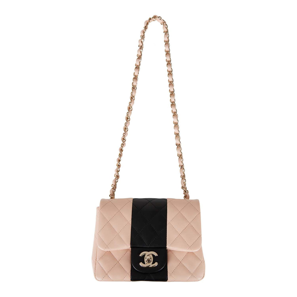 Chanel Beige/Black Lambskin Square Mini Flap Light Gold Hardware – Madison  Avenue Couture