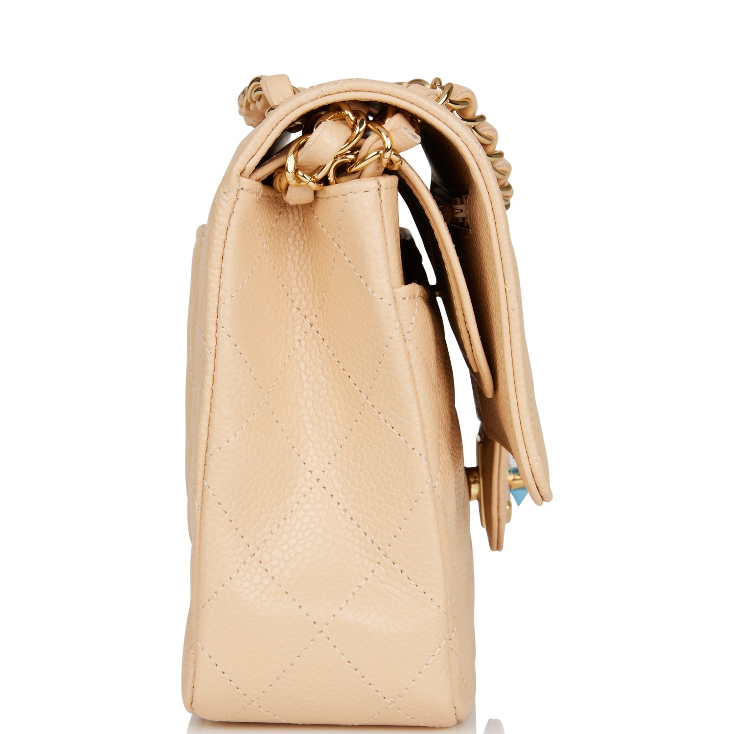 Chanel Beige Quilted Caviar Medium Double Flap Bag Gold Hardware ...