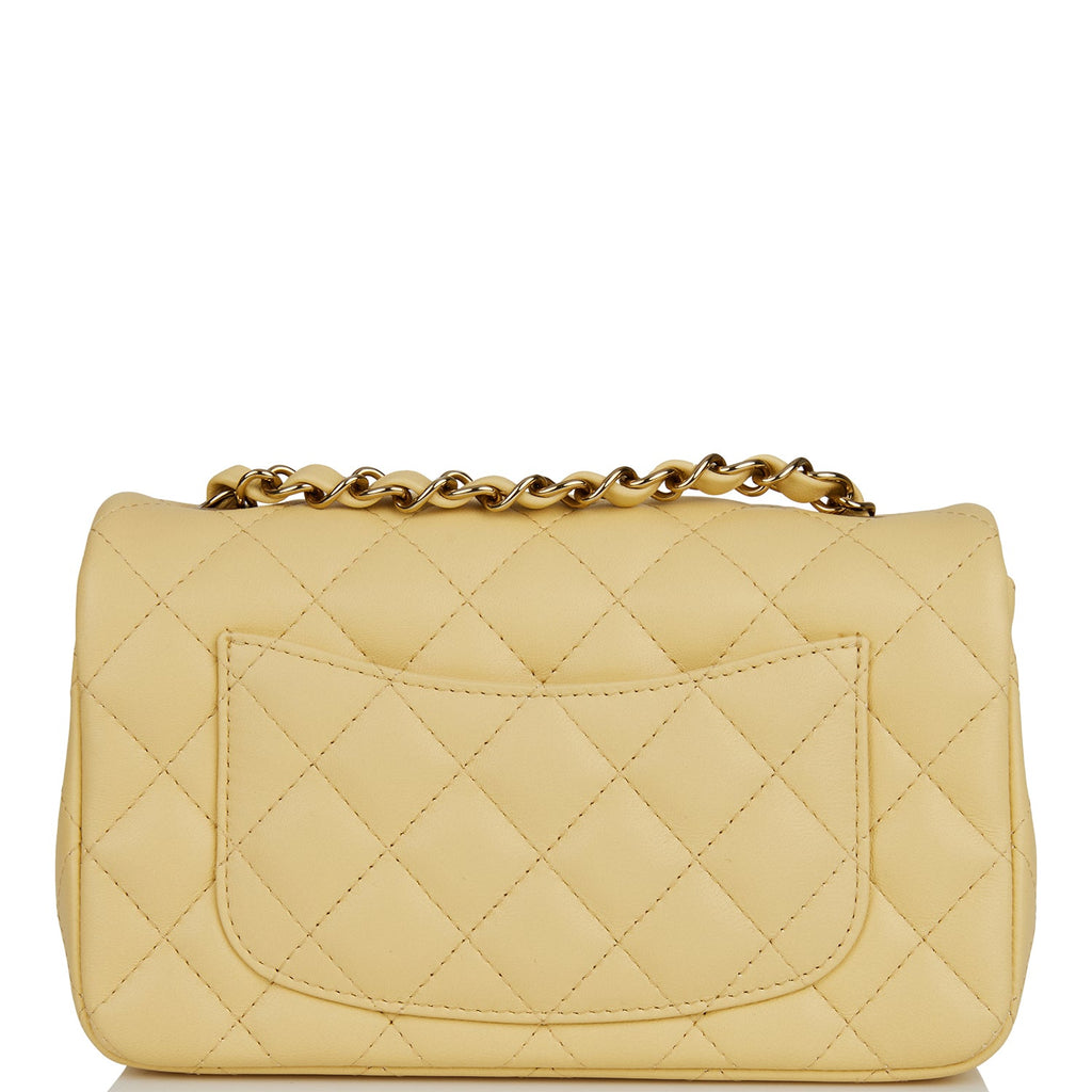 Chanel RIbbon Chain Flap Bag Quilted Lambskin Mini Yellow 16646313