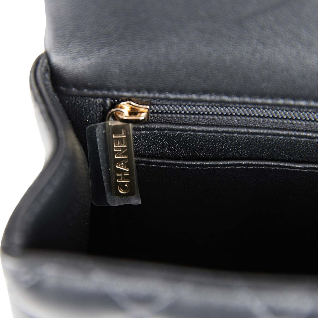 Chanel Black Lambskin Rectangular Mini Flap Top Handle Light Gold Hardware  – Madison Avenue Couture