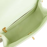Chanel Pearl Crush Mini Square Flap Bag Light Green Lambskin Antique Gold Hardware
