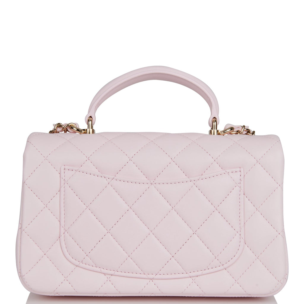 Chanel 22A Rose Pink Lambskin Rectangle Mini with Handle. 