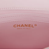 Chanel Mini Rectangular Flap Bag with Top Handle Light Pink Lambskin Light Gold Hardware