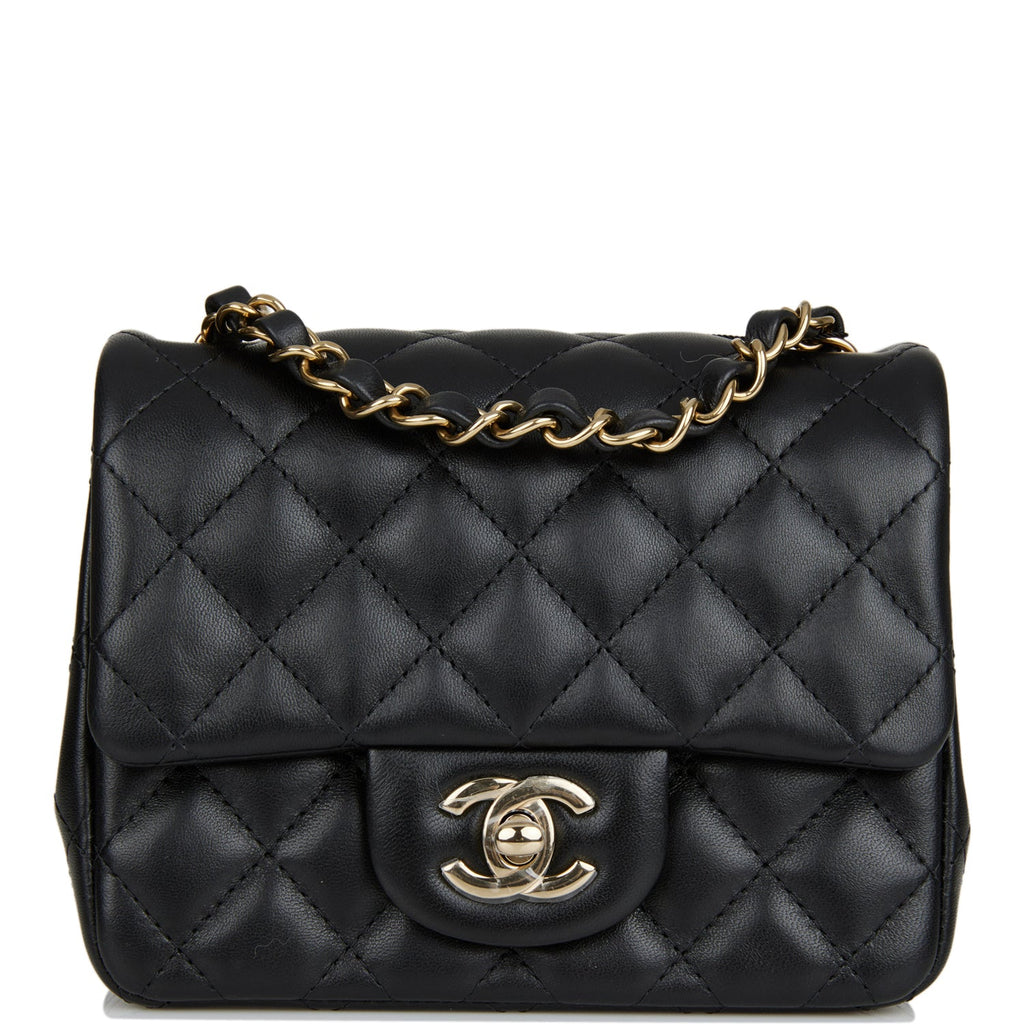 CHANEL, Bags, Chanel Mini Square Flap Matelass Black Lamb Leather  Shoulder Bag