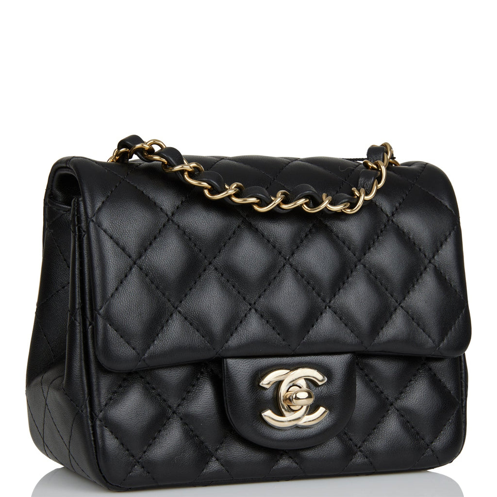 Chanel Mini Rectangular Flap with Top Handle Black Lambskin Gold Hardw –  Madison Avenue Couture