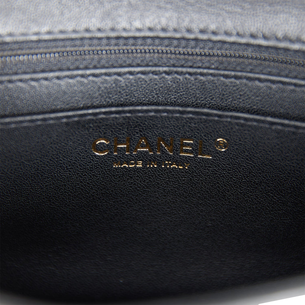 Chanel Mini Square Flap Bag Black Lambskin Light Gold Hardware