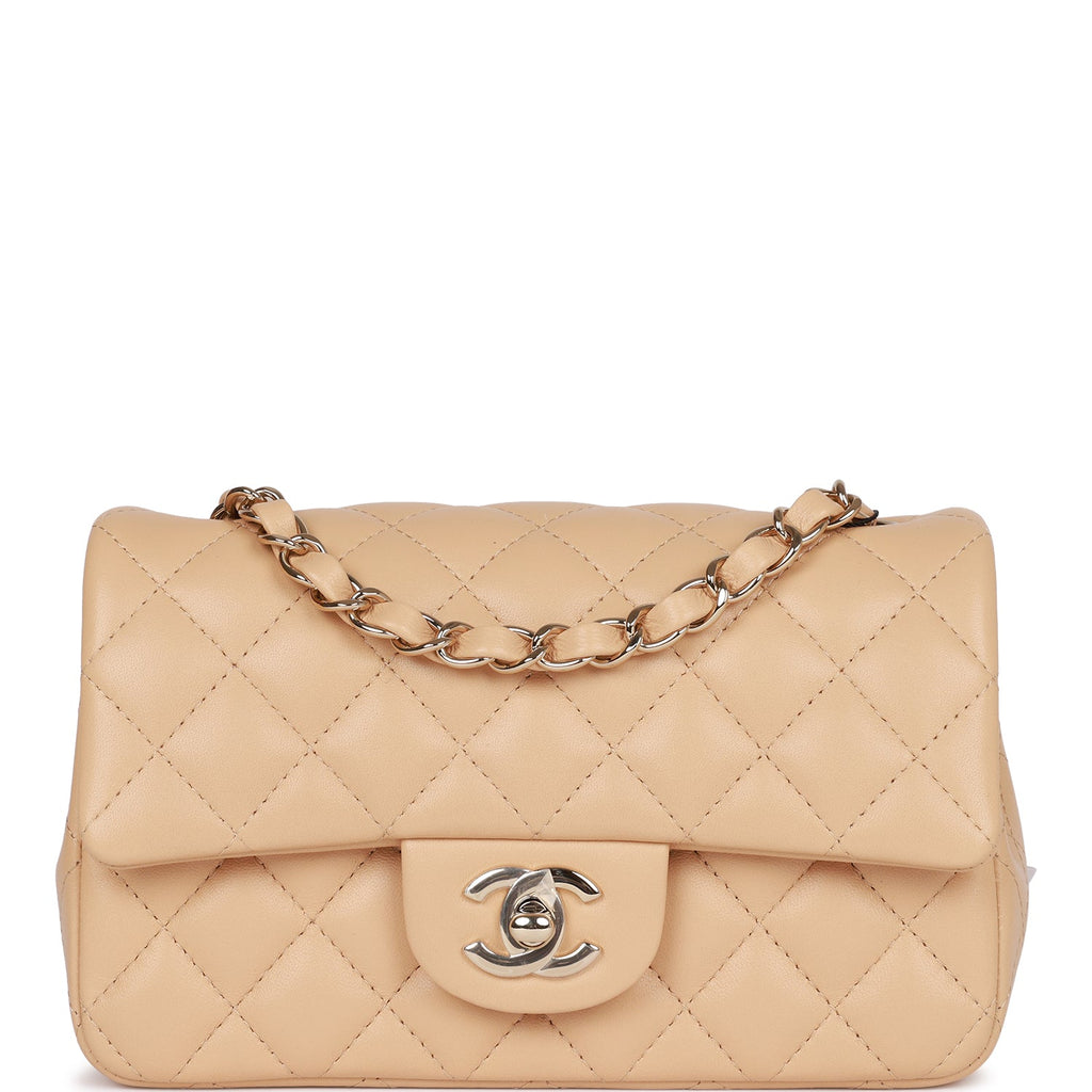 Chanel Light Gold Quilted Leather Mini Vintage Classic Single Flap Bag  Chanel