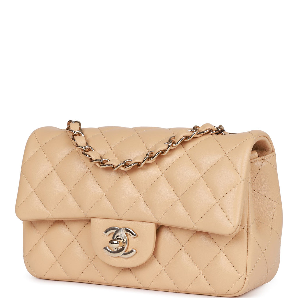 CHANEL Classic Beige Quilted Lambskin Silver Hardware Medium Double Flap  Bag